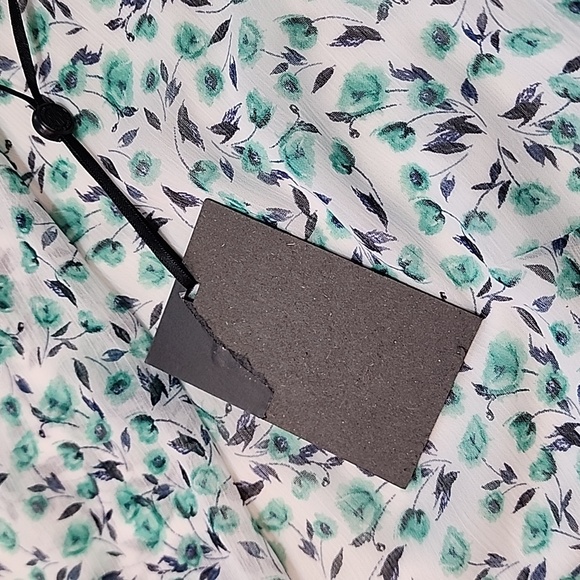 Dkny Sz 6 Women Floral Green Black White Dress Swing - Picture 6 of 11